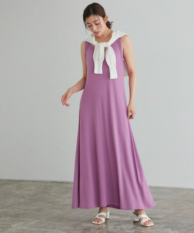 2丈から選べる無地ノースリーブ美ラインマキシ丈ワンピース 【Pierrot