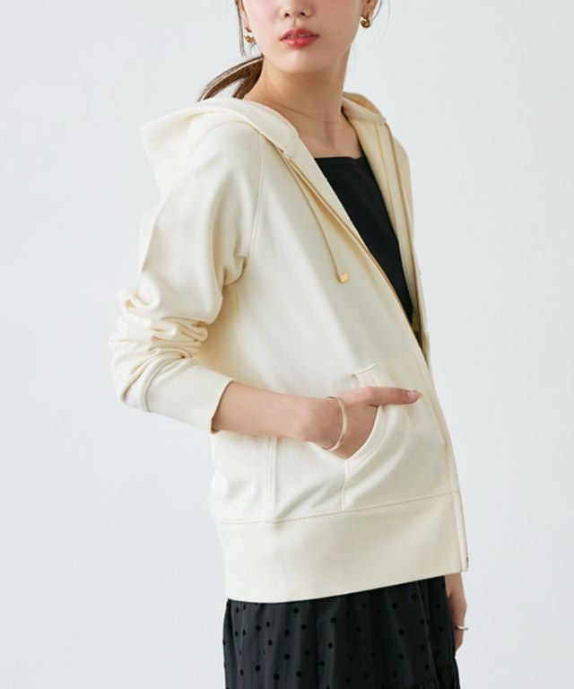 綿100％Wジップフード付きスウェットパーカー【スピード配送】