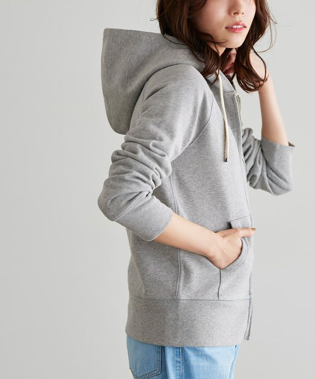 綿100％Wジップフード付きスウェットパーカー【スピード配送】