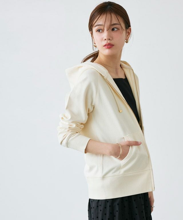 綿100％Wジップフード付きスウェットパーカー【スピード配送】