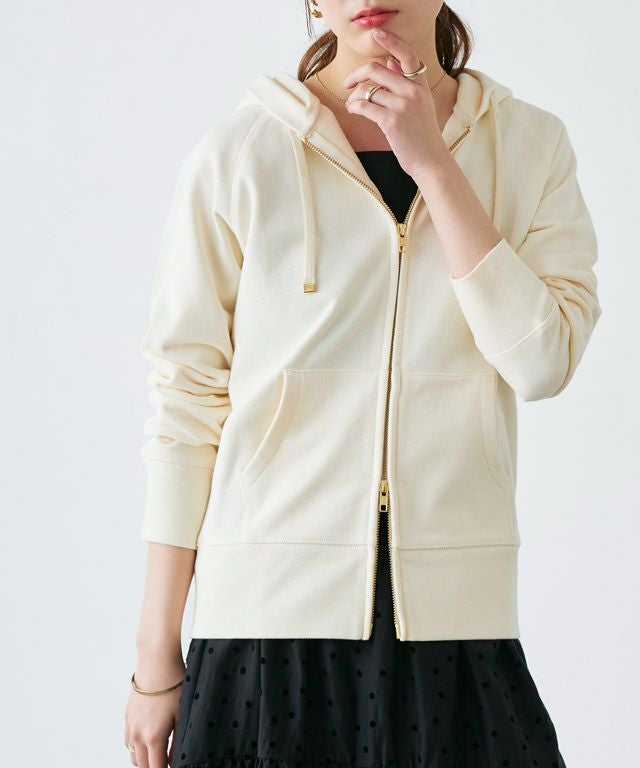 綿100％Wジップフード付きスウェットパーカー【スピード配送】