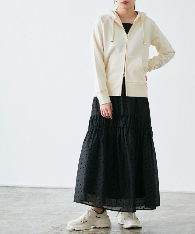 綿100％Wジップフード付きスウェットパーカー【スピード配送】