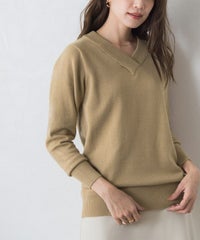 もっちりカシミヤタッチVネックニットトップス
