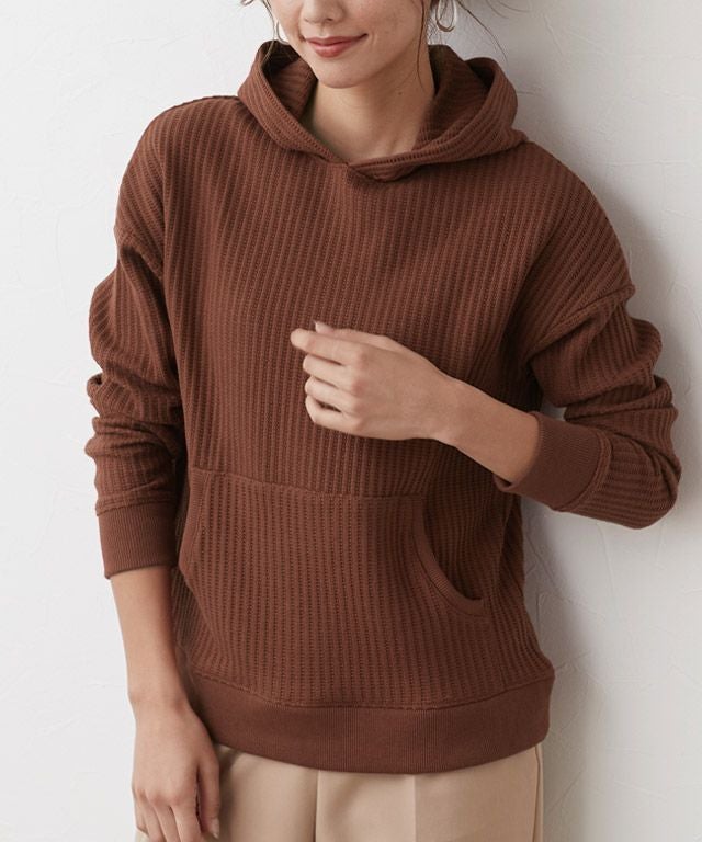 ワッフルフードプルパーカー