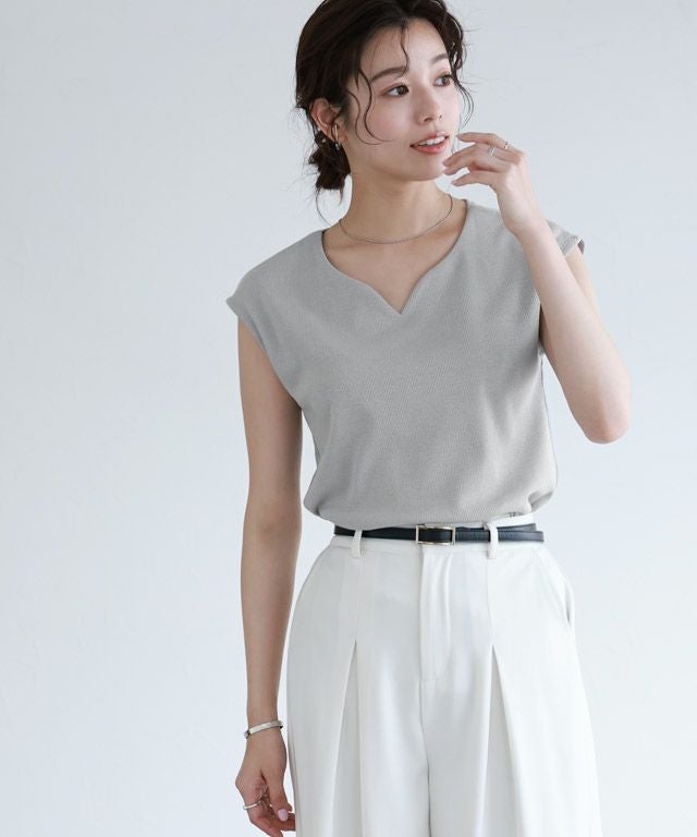 167cm / ライトグレー / キーネック / M