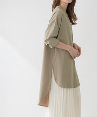 バンドカラーチュニックブラウス