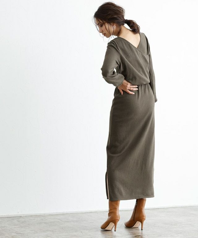 2wayカシュクールデザインニットワンピース