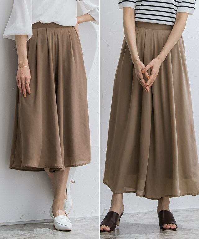 アウトレットSALE！】裏地付きシフォンタックフレアパンツ 【Pierrot