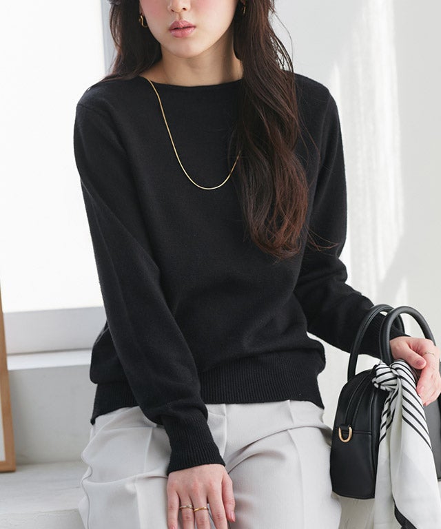 160cm / ブラック / ボートネック / M