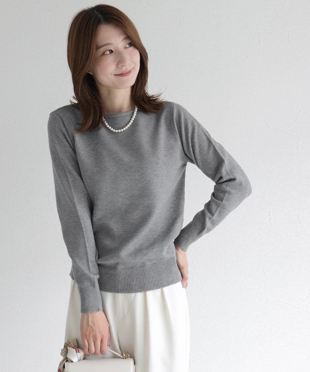 163cm / 杢チャコール / ボートネック / M