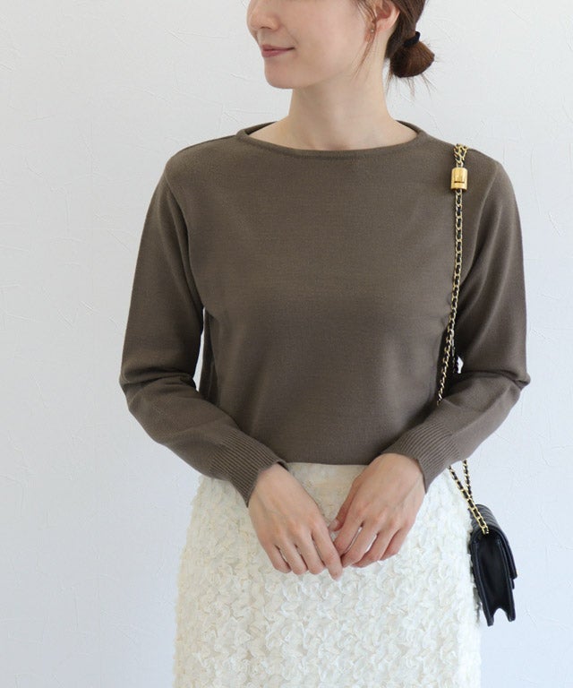 163cm / 杢ベージュ / Vネック / M