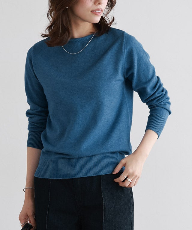 166cm / ライトグレージュ / ボートネック / M