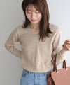 163cm / 杢ベージュ / Vネック / M
