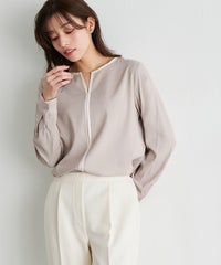 配色キーネックブラウス