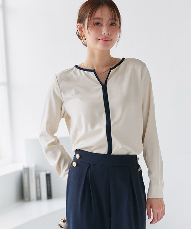 167cm / アイボリー×ネイビー / M