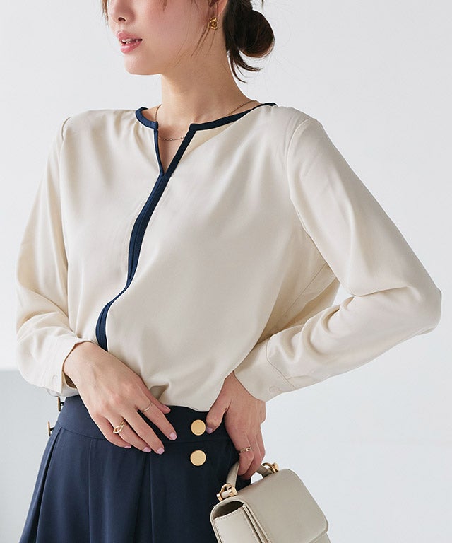 167cm / アイボリー×ネイビー / M