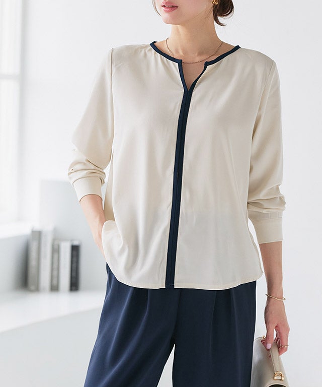 167cm / アイボリー×ネイビー / M