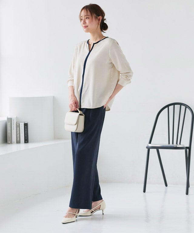 167cm / アイボリー×ネイビー / M