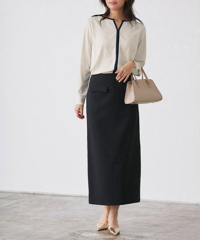 166cm / アイボリー×ネイビー / M