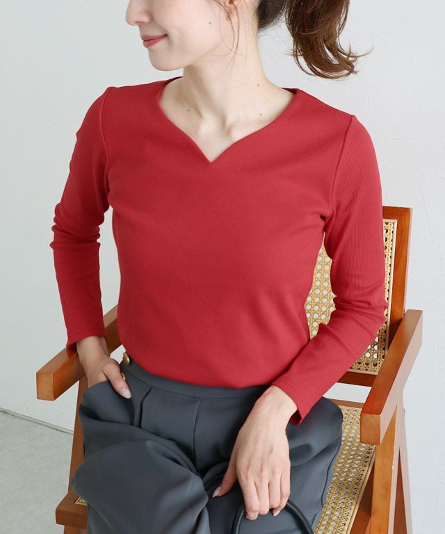 163cm / ピュアレッド / キーネック / M