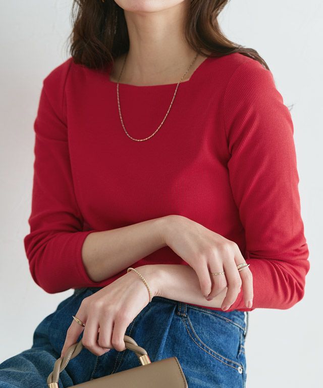 167cm / ピュアレッド / スクエアネック / M