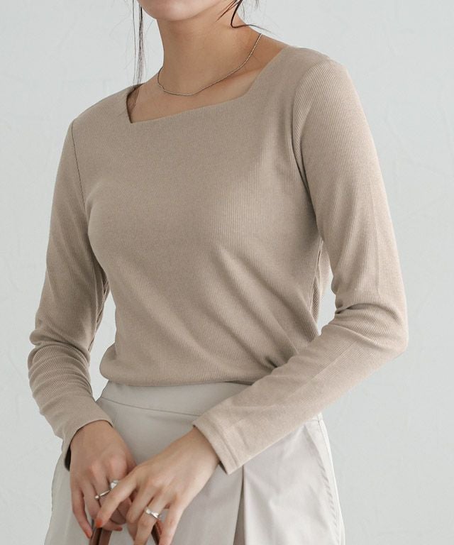 167cm / ライトベージュ / スクエアネック / M