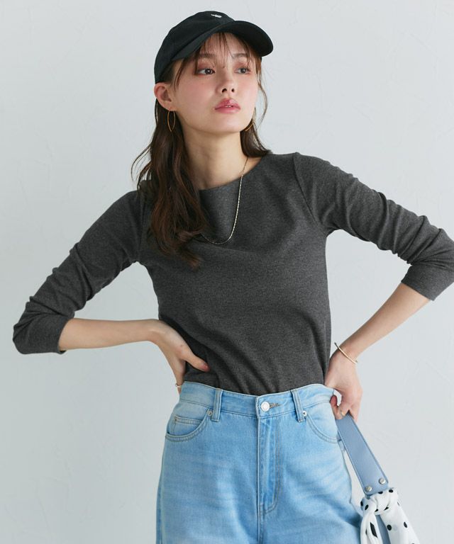 167cm / 杢チャコール / ボートネック / M