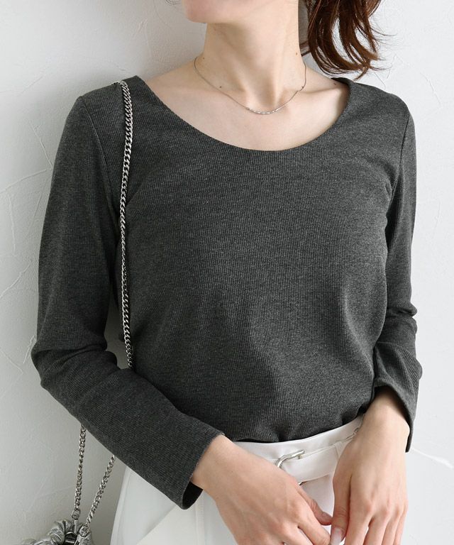 163cm / 杢チャコール / ワイドネック / M