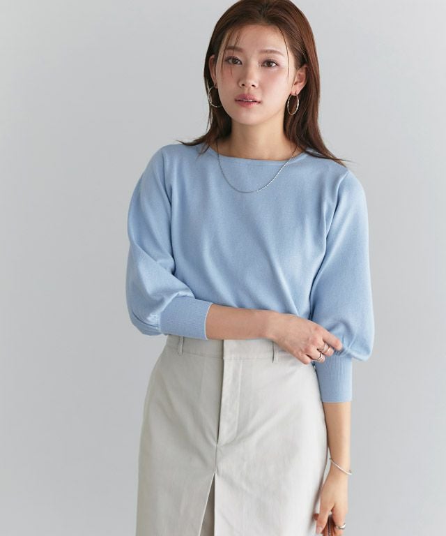 166cm / ライトブルー / ボートネック / M
