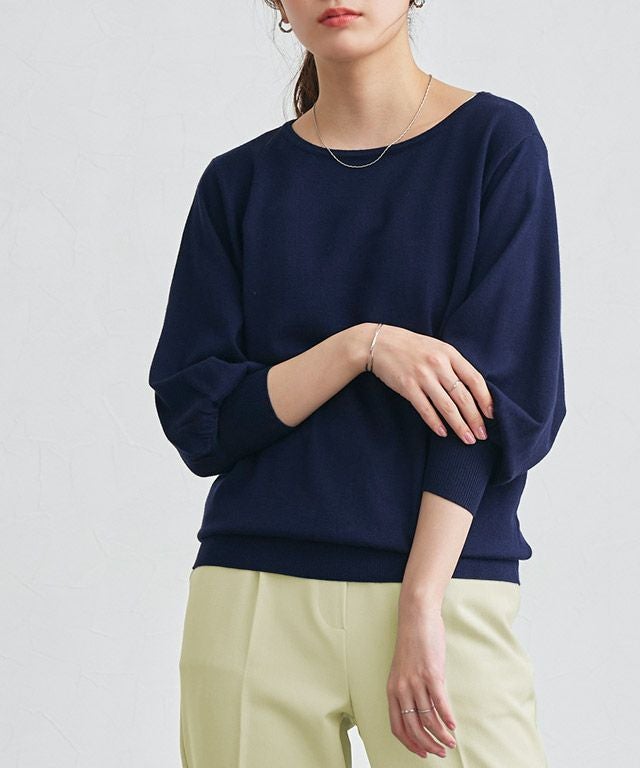 163cm / ネイビー / ボートネック / M