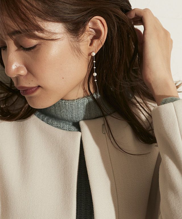 ランダム淡水パールチェーンピアス【返品・交換不可】［Pierrot