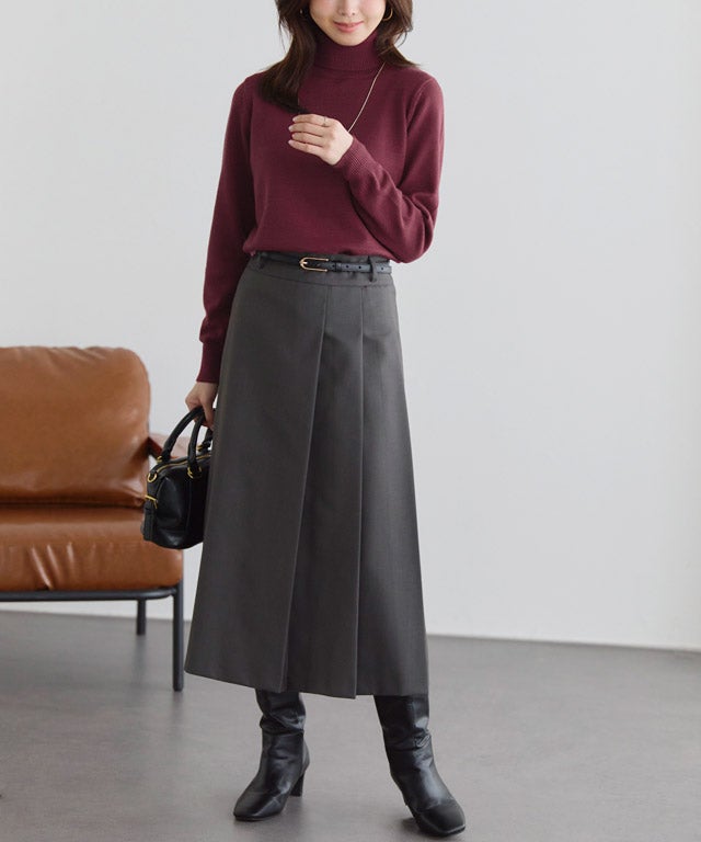 【美品】INED イネド PONTETORTO カシミア混チェスタート プレミアムカシミヤタッチタートルニット 【Pierrot】 ◇送料無料