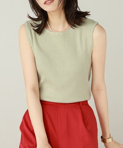 ウォッシャブルノースリーブリブニット