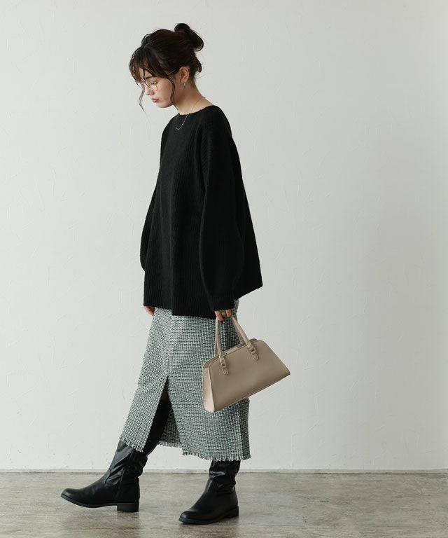 163cm / ブラック / ボートネック / M