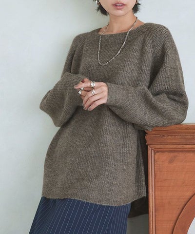 [RASW]アルパカ混ボートネックニット