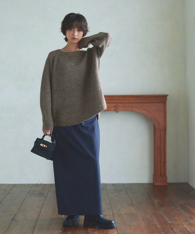 のんの様ご専用☆【イエナ】レッド　ボートネックモヘア　アルパカ＆ウール混 セール】モヘヤ混ボートネックワイドプルオーバー◇（ニット/セーター