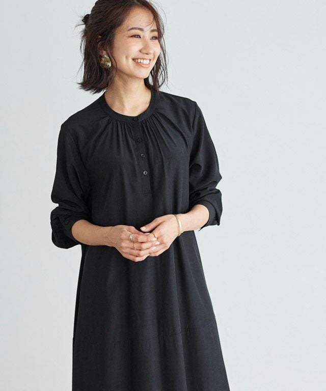 アウトレットSALE！】バンドカラーフレアシャツワンピース【スピード