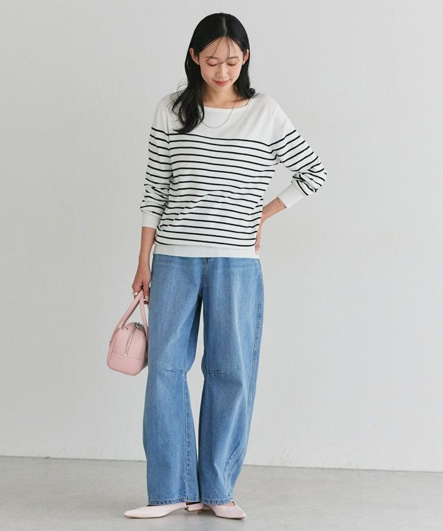 162cm / オフホワイト×ブラック / スクエアネック / M