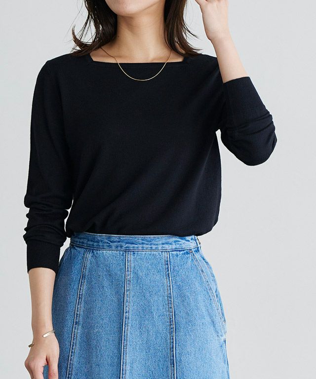 167cm / ブラック / スクエアネック / M