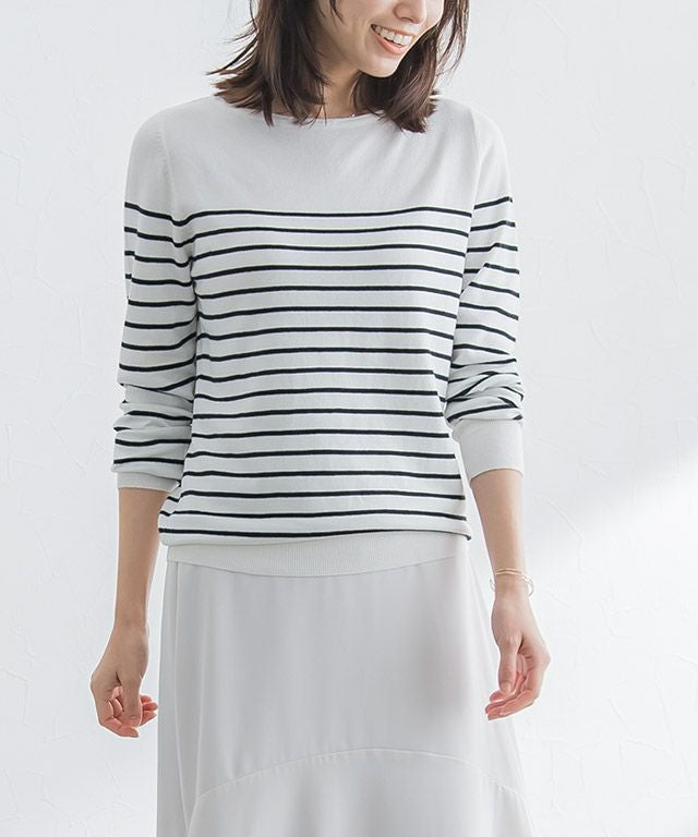 167cm / オフホワイト×ブラック / ボートネック / M