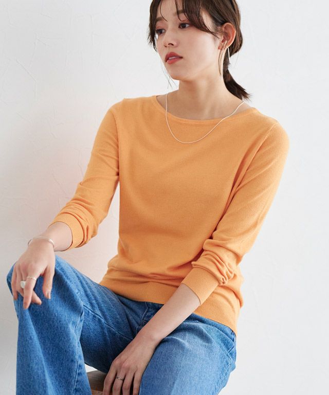 167cm / オレンジ / ボートネック / M