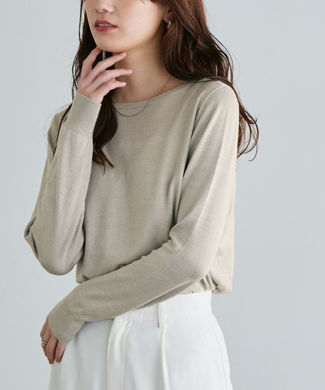 163cm / グレージュ / ボートネック / M