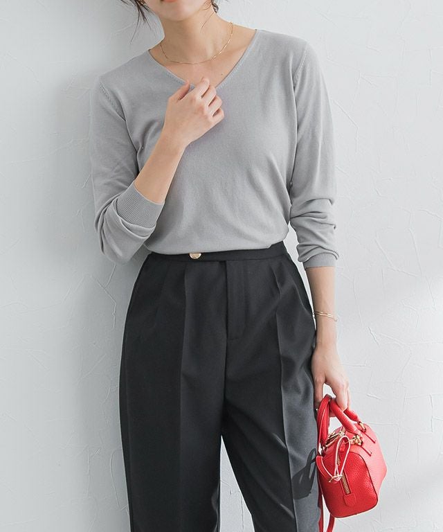 167cm / グレー / Vネック / M