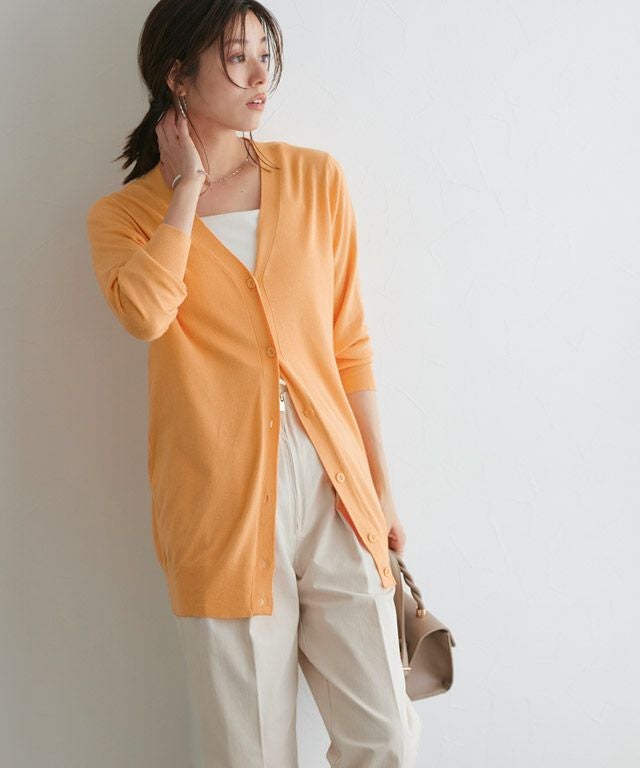 167cm / オレンジ / ロング丈 / Vネック / M