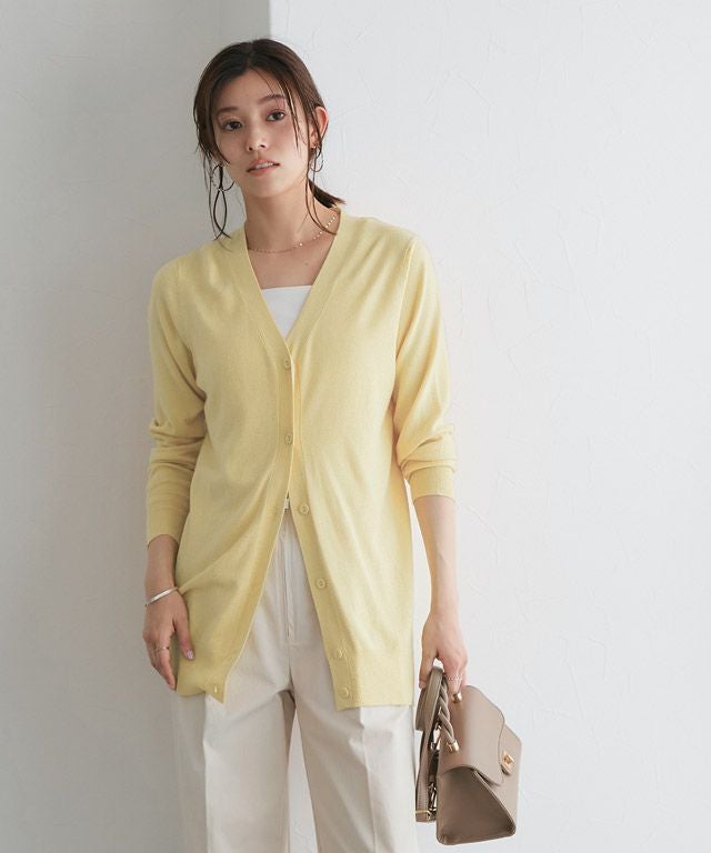 167cm / イエロー / ロング丈 / Vネック / M