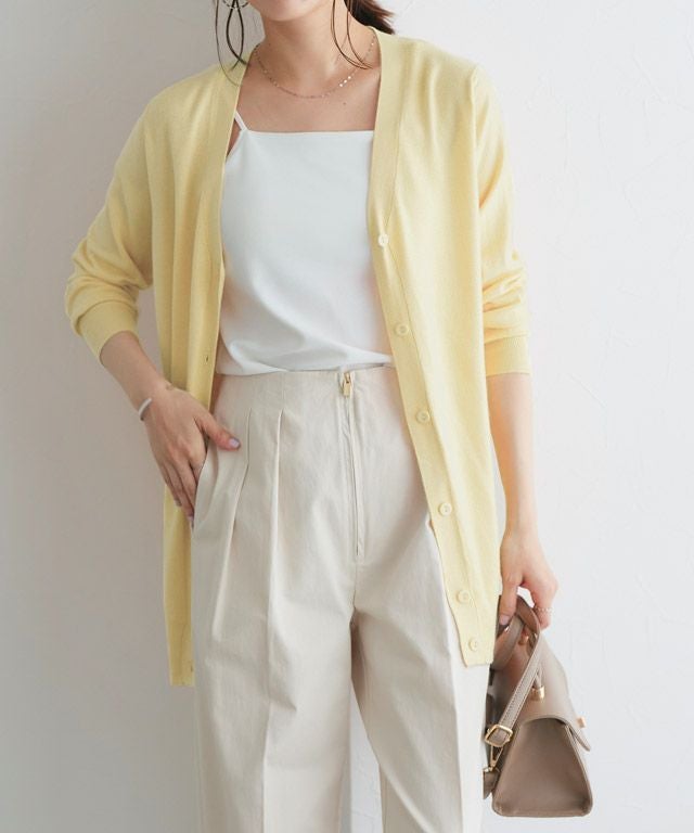 167cm / イエロー / ロング丈 / Vネック / M