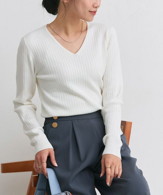 162cm / オフホワイト / Vネック / M