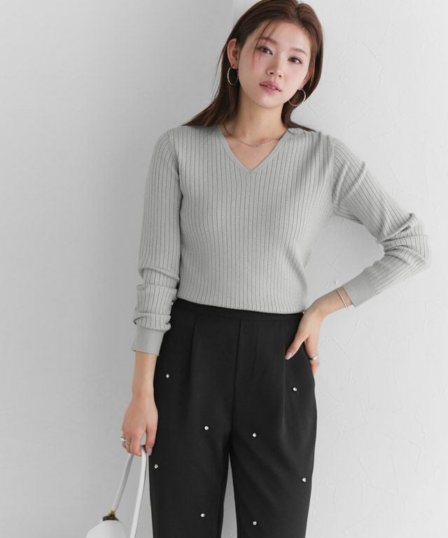 166cm / グレー / Vネック / M