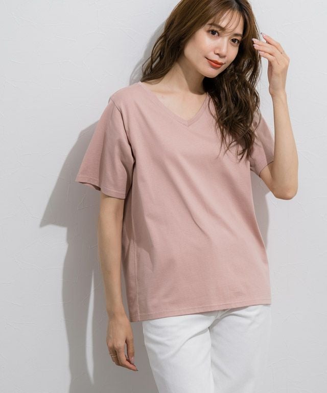 165cm / ピンク / Vネック / M