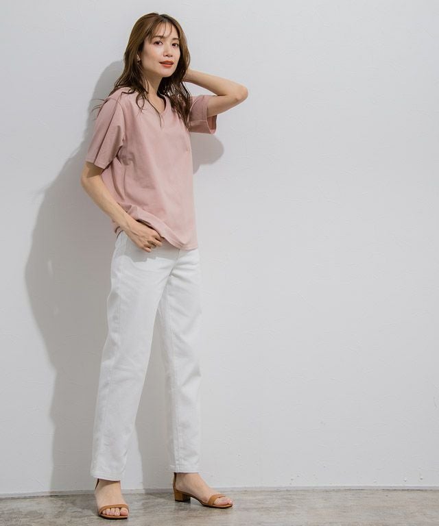 165cm / ピンク / Vネック / M